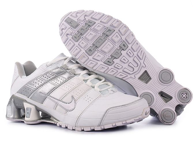 Mens Nike Shox Nz Shoes White Silver - Click Image to Close